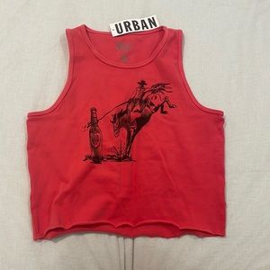 Urban outfitters red graphic cropped tank